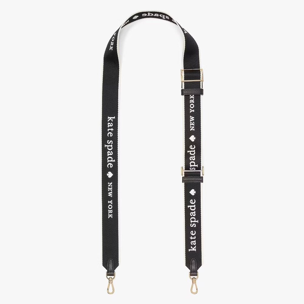 Kate Spade Adjustable Logo Webbing Crossbody Strap Black